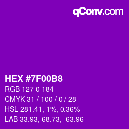 颜色代码: HEX #7F00B8 | qconv.com