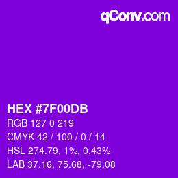 Color code: HEX #7F00DB | qconv.com