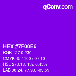 颜色代码: HEX #7F00E6 | qconv.com