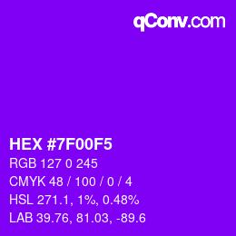 颜色代码: HEX #7F00F5 | qconv.com