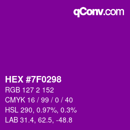 Color code: HEX #7F0298 | qconv.com
