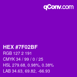 颜色代码: HEX #7F02BF | qconv.com