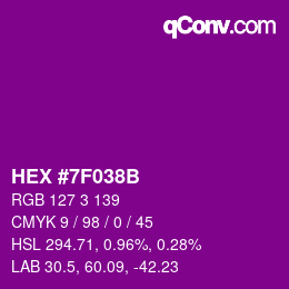 Color code: HEX #7F038B | qconv.com