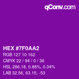 Farbcode: HEX #7F0AA2 | qconv.com