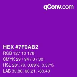 Color code: HEX #7F0AB2 | qconv.com