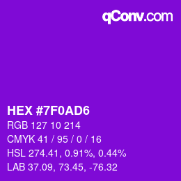 Color code: HEX #7F0AD6 | qconv.com