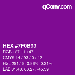 カラーコード: HEX #7F0B93 | qconv.com