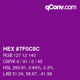 Color code: HEX #7F0C8C | qconv.com