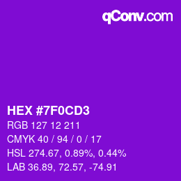 カラーコード: HEX #7F0CD3 | qconv.com