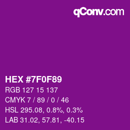 Color code: HEX #7F0F89 | qconv.com