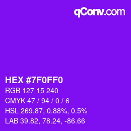 カラーコード: HEX #7F0FF0 | qconv.com