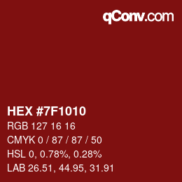 颜色代码: HEX #7F1010 | qconv.com