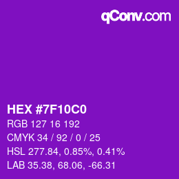 Farbcode: HEX #7F10C0 | qconv.com
