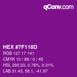 Color code: HEX #7F118D | qconv.com
