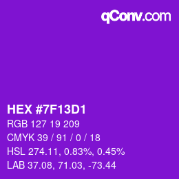 Color code: HEX #7F13D1 | qconv.com