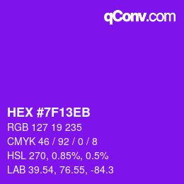 Color code: HEX #7F13EB | qconv.com