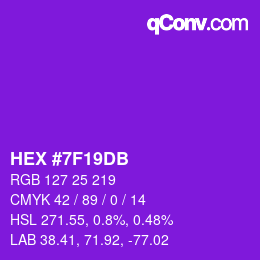 Color code: HEX #7F19DB | qconv.com