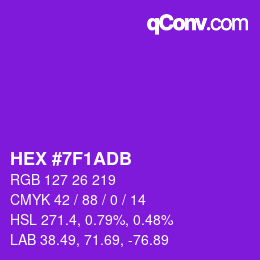 Color code: HEX #7F1ADB | qconv.com