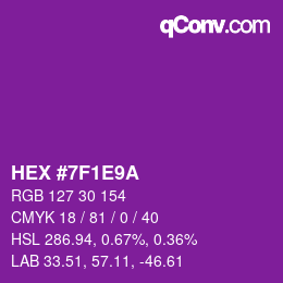 颜色代码: HEX #7F1E9A | qconv.com