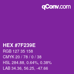 颜色代码: HEX #7F239E | qconv.com