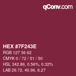 颜色代码: HEX #7F243E | qconv.com