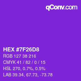 Color code: HEX #7F26D8 | qconv.com