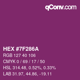 カラーコード: HEX #7F286A | qconv.com