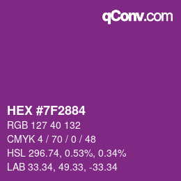 Color code: HEX #7F2884 | qconv.com