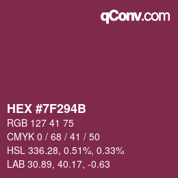 Code couleur: HEX #7F294B | qconv.com