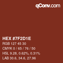 Color code: HEX #7F2D1E | qconv.com
