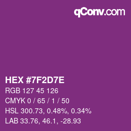 Color code: HEX #7F2D7E | qconv.com