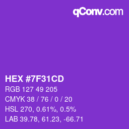 Color code: HEX #7F31CD | qconv.com