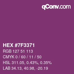 颜色代码: HEX #7F3371 | qconv.com
