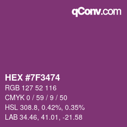 Color code: HEX #7F3474 | qconv.com
