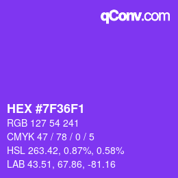 颜色代码: HEX #7F36F1 | qconv.com