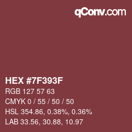 颜色代码: HEX #7F393F | qconv.com