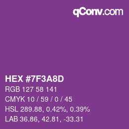 颜色代码: HEX #7F3A8D | qconv.com
