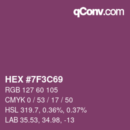 カラーコード: HEX #7F3C69 | qconv.com