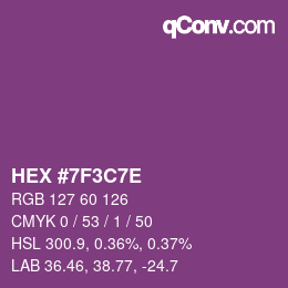 Color code: HEX #7F3C7E | qconv.com