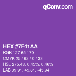 Color code: HEX #7F41AA | qconv.com
