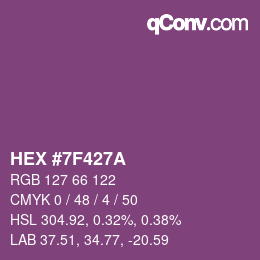 Color code: HEX #7F427A | qconv.com