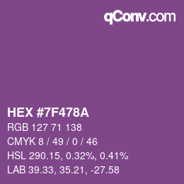 Color code: HEX #7F478A | qconv.com