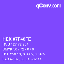 カラーコード: HEX #7F48FE | qconv.com