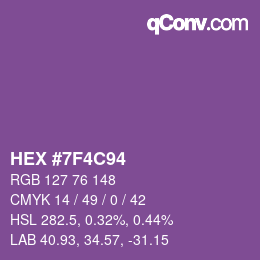 Color code: HEX #7F4C94 | qconv.com