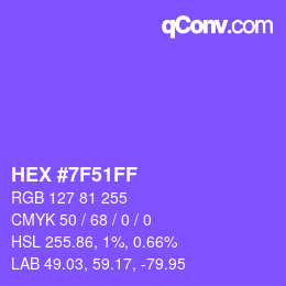 Color code: HEX #7F51FF | qconv.com