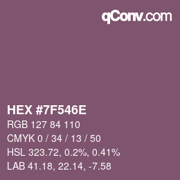 カラーコード: HEX #7F546E | qconv.com