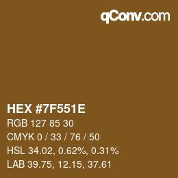 Color code: HEX #7F551E | qconv.com