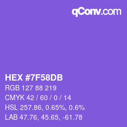 颜色代码: HEX #7F58DB | qconv.com