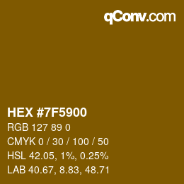 Farbcode: HEX #7F5900 | qconv.com