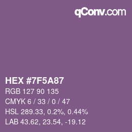 Farbcode: HEX #7F5A87 | qconv.com
